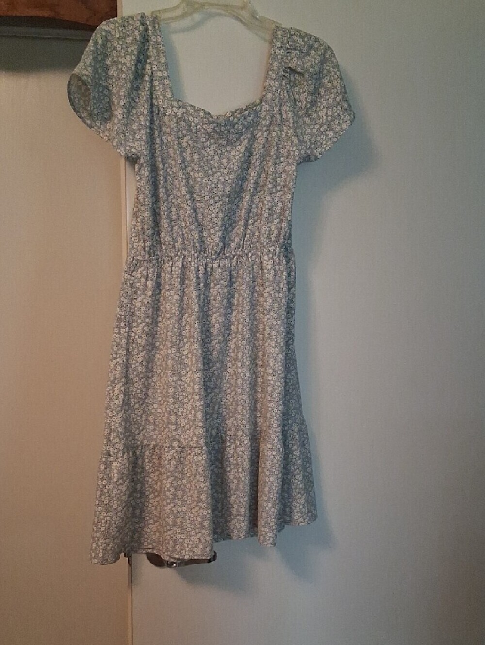 Monteau Los Angelos Blue Floral Square-Neck Midi Dress - Picture 11 of 14